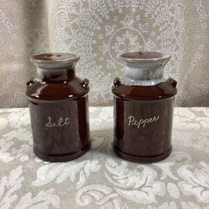 Vintage Brown Milk Can Salt and Pepper Shakers - Made in Japan